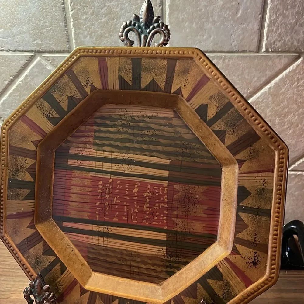 Decorative Heptagon Wall Plate Chargers (Set of 2) - Plates/Chargers Only.